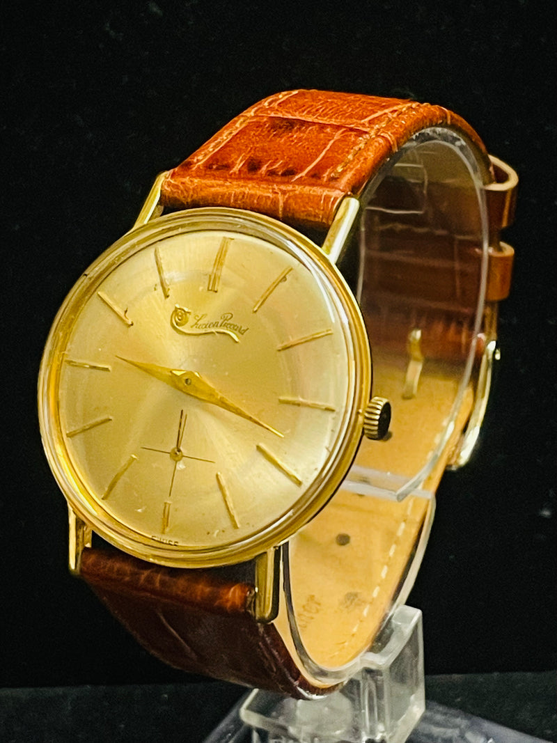 LUCIEN PICCARD JUMBO CHRONOGRAPH MEN'S 18K YELLOW GOLD WATCH - $7K APR w/ COA! APR57