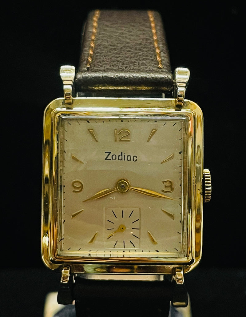 1960'S ZODIAC JUMBO CHRONOGRAPH MEN'S ROLLED GOLD PLATED WATCH - $6K APR w/ COA! APR57