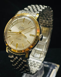 1950'S ZODIAC HERMETIC MECHANICAL MEN'S YELLOW GOLD TONE WATCH - $7K APR w/ COA! APR57