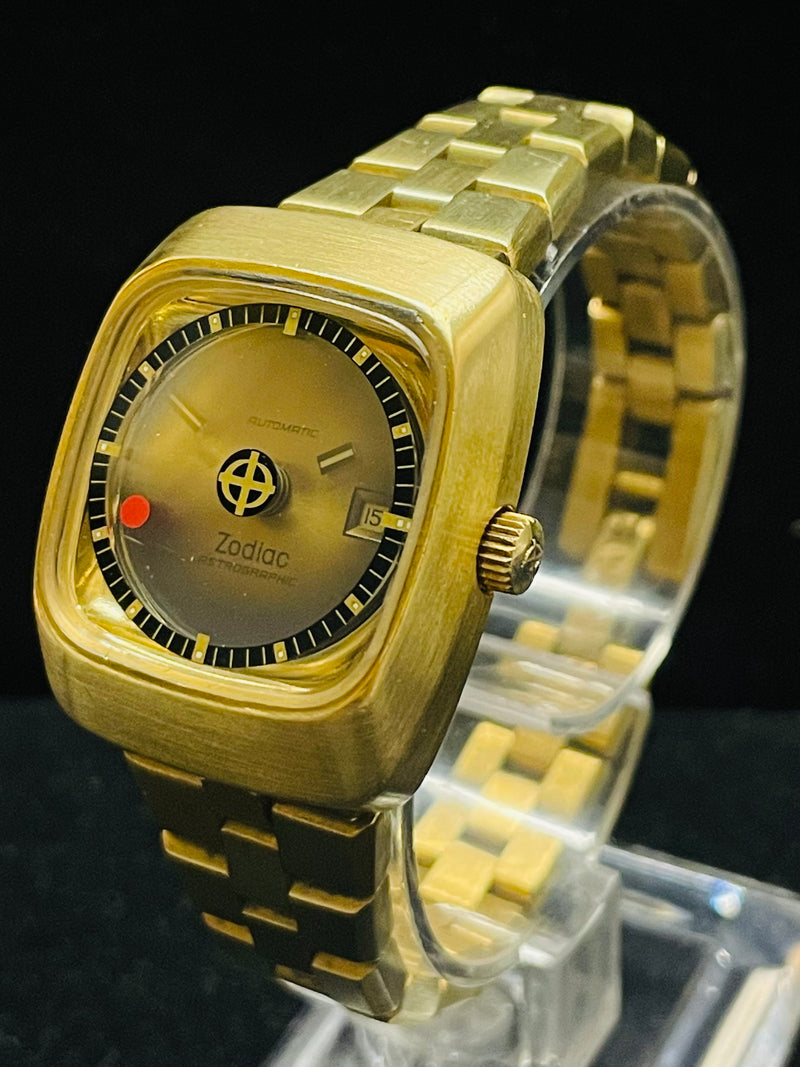 1950'S ZODIAC ASTROGRAPHIC MEN'S YELLOW GOLD TONE WATCH - $8K APR w/ COA! APR57