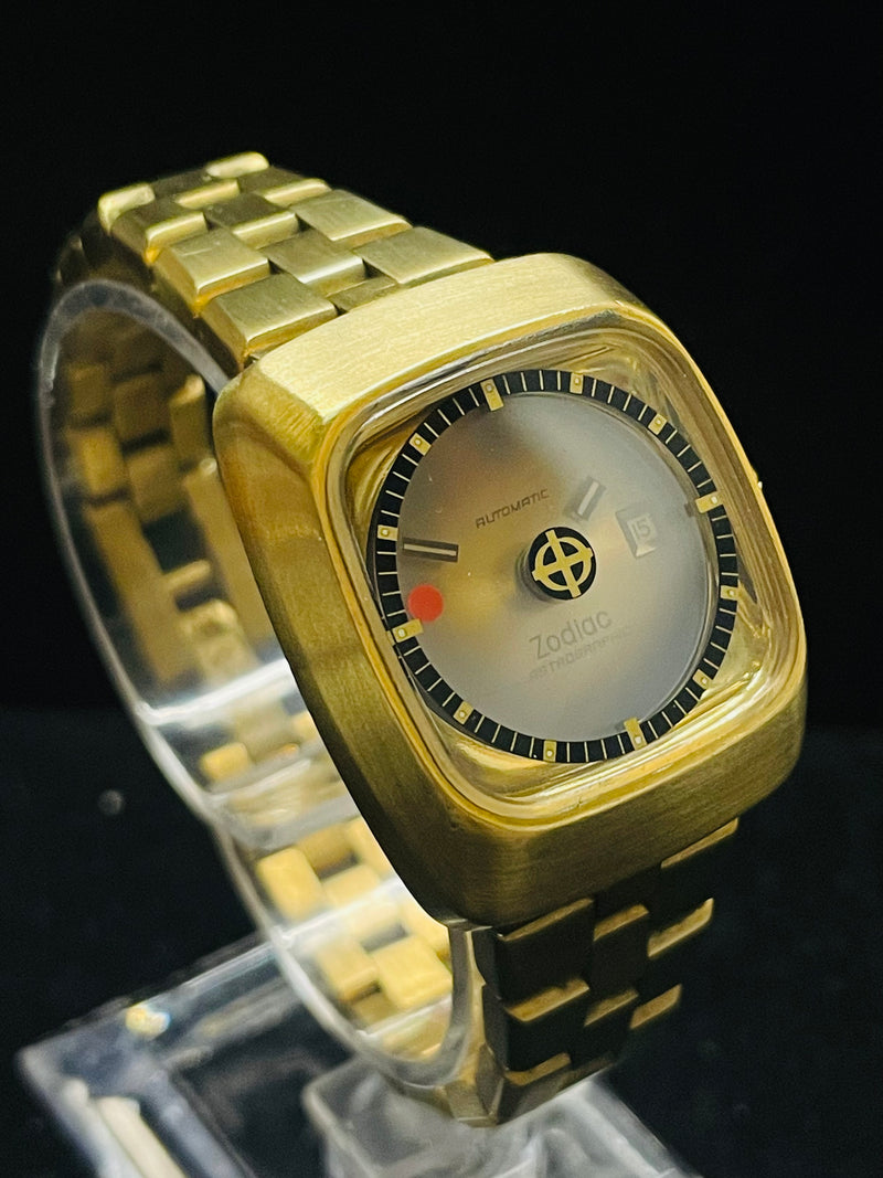 1950'S ZODIAC ASTROGRAPHIC MEN'S YELLOW GOLD TONE WATCH - $8K APR w/ COA! APR57