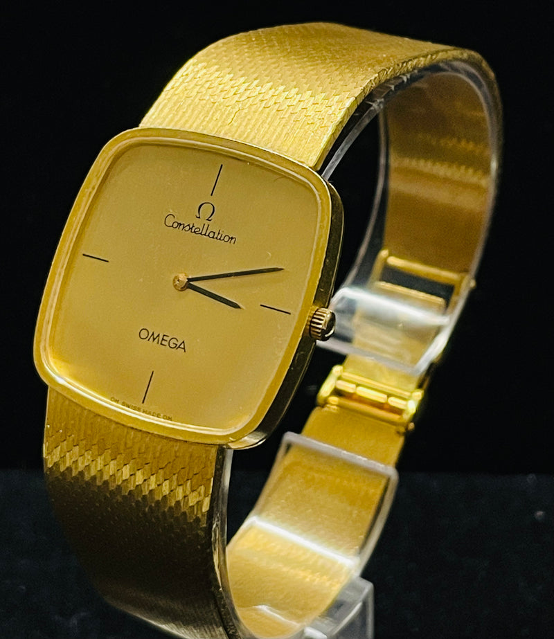 Vintage omega constellation shop 18k gold watch price