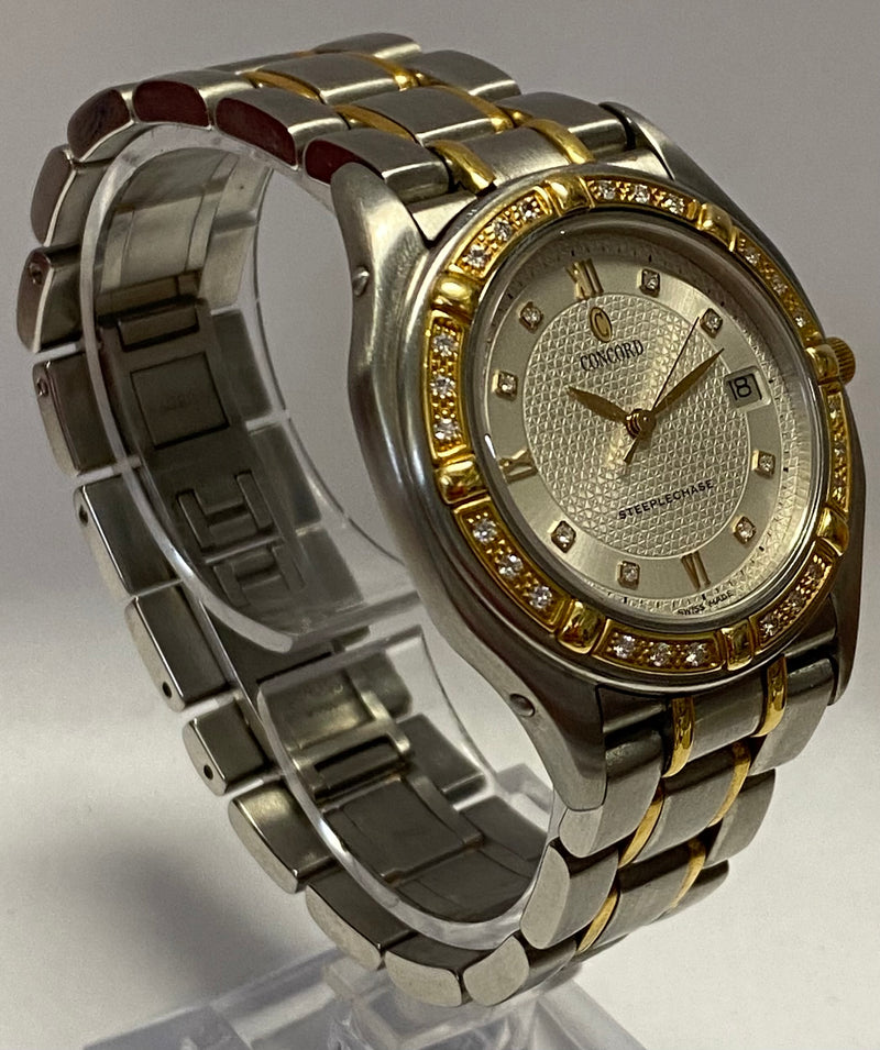 CONCORD Unique Date Steel & Gold w/Diamonds Set Ladies Watch - $13K APR w/ COA!! APR57