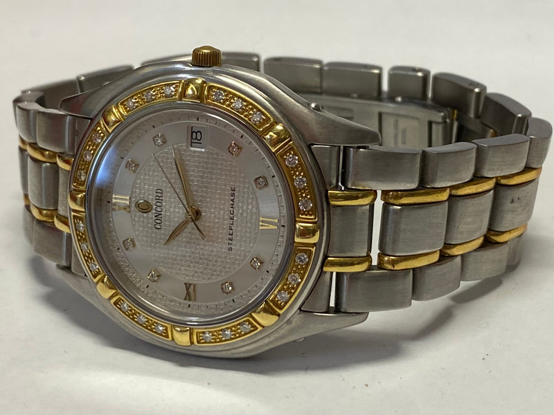 CONCORD Unique Date Steel & Gold w/Diamonds Set Ladies Watch - $13K APR w/ COA!! APR57