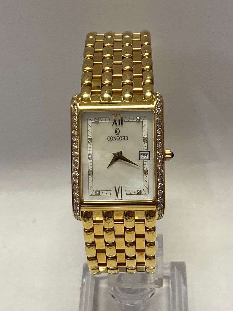 CONCORD Solid 18K YG & Diamond Mother-of-Pearl Dial Wristwatch- $40K APR w/ COA! APR57