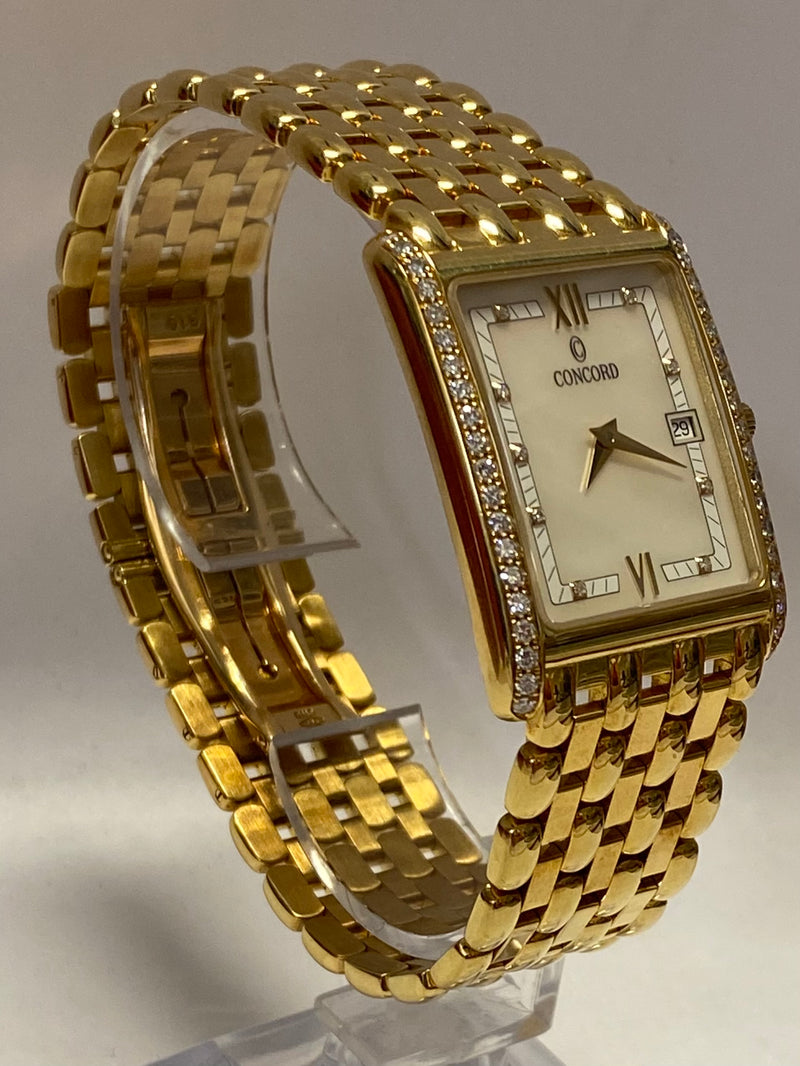 CONCORD Solid 18K YG & Diamond Mother-of-Pearl Dial Wristwatch- $40K APR w/ COA! APR57