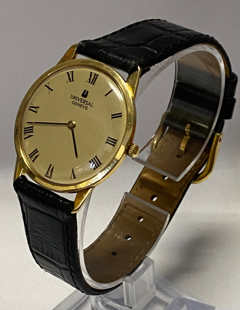 UNIVERSAL GENEVE Rare Ultra Thin Round 18K YG Case Unisex Watch- $20K APR w/COA! APR57