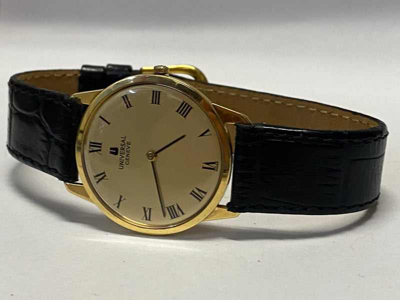 UNIVERSAL GENEVE Rare Ultra Thin Round 18K YG Case Unisex Watch- $20K APR w/COA! APR57