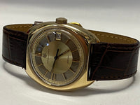 UNIVERSAL GENEVE Unisonic C.1950's Gold Cushion Case Men's Watch- $10K APR w/COA APR57