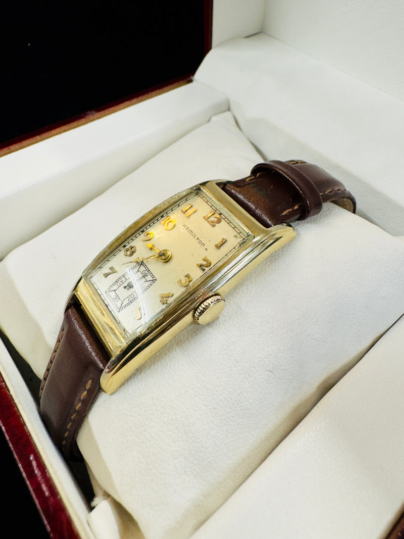 Hamilton 14k Gold Vintage 1930's Curvex Case Men's Wrist Watch - $7K APR w/ COA! APR57