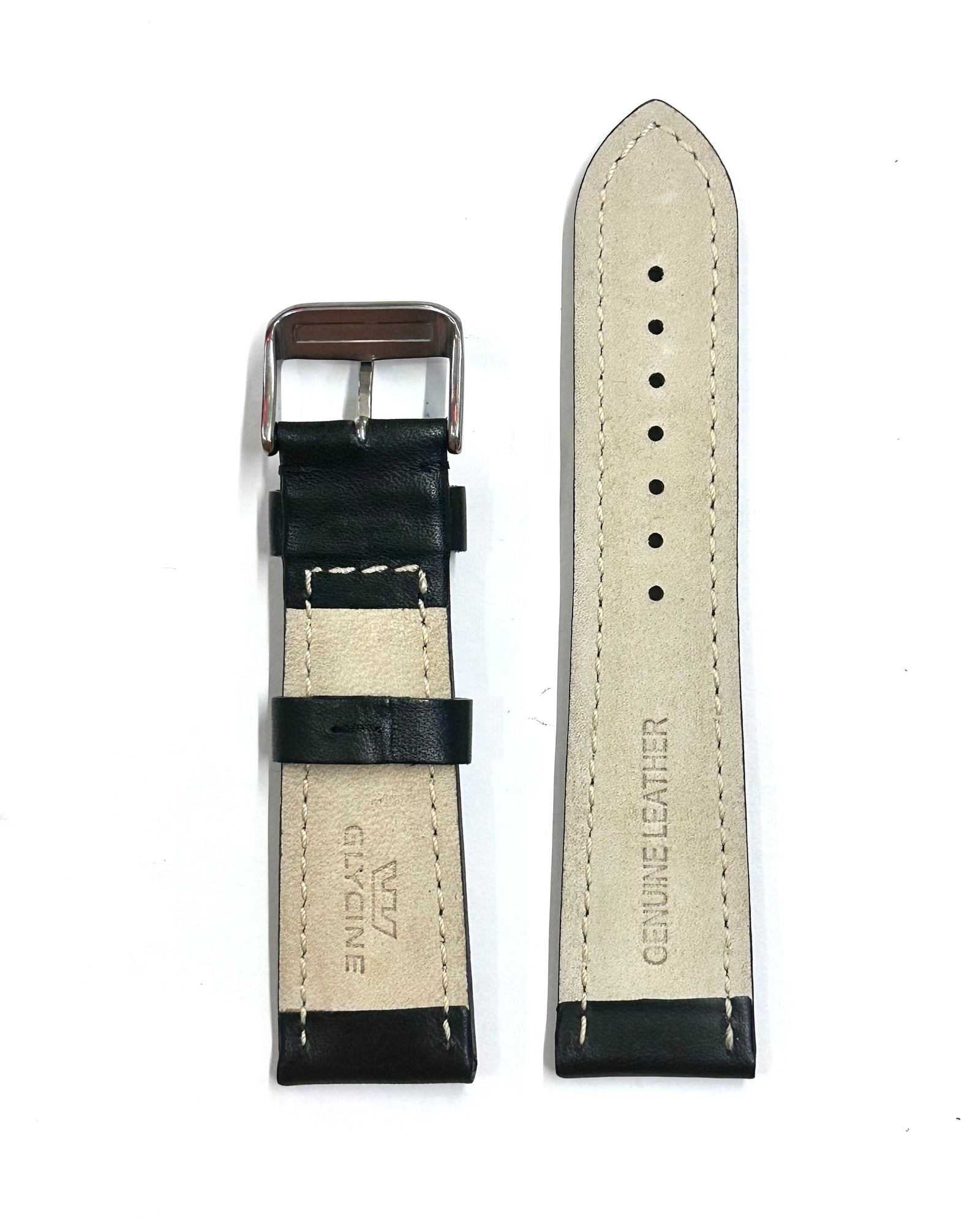 GLYCINE Brand New Black Genuine Leather Watch Strap 400 APR w CoA