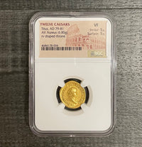 Twelve Caesars Titus AD 79-81 Coin AV Aureus (6.85g) RV draped throne VF - $30K APR w/CoA APR57