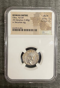 Roman Empire Otho AD 69 AR Denarius (3.40g) RV Securitas Stg. AU* - $40K APR w/CoA APR57