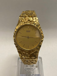 SEIKO Unique Solid Gold Nugget Style Bracelet Design Men's Watch- $15K APR w/COA APR57