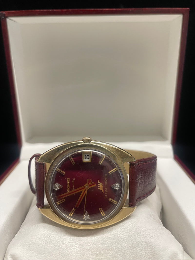 Vintage 1950s Longines Men's Watch: Rare Cherry Dial, Diamon- $8K APR w/ COA!!! APR57