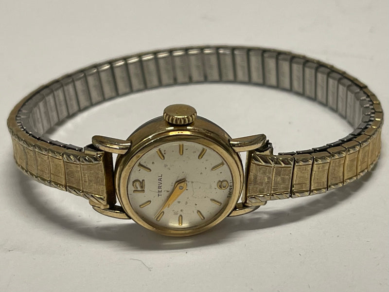 TERVAL Beautiful Antique Gold Tone Round Case Rare Ladies Watch- $2K APR w/ COA! APR57