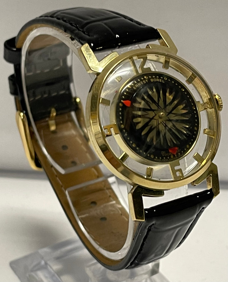 ERNEST BOREL Beautiful Psychedelic Design Dial Gold Tone Watch - $4K APR w/ COA! APR57