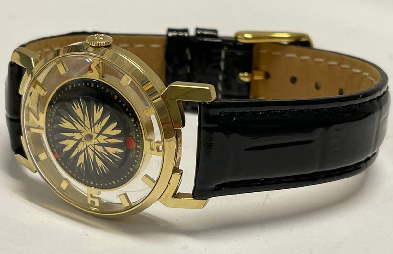 ERNEST BOREL Beautiful Psychedelic Design Dial Gold Tone Watch - $4K APR w/ COA! APR57