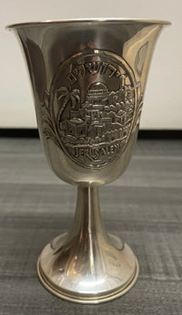 Vintage Jerusalem Sterling Silver Kiddush Cup Shabbat Judaica - $5K APR w/CoA APR57