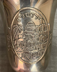 Vintage Jerusalem Sterling Silver Kiddush Cup Shabbat Judaica - $5K APR w/CoA APR57