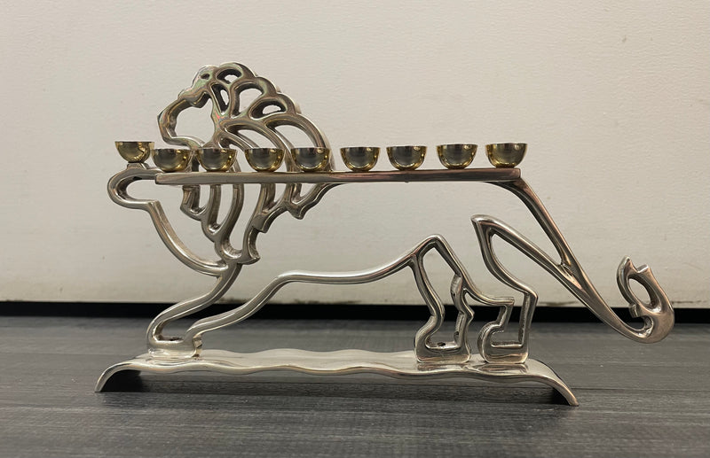 Vintage Silver Plated Lion Chanukah Menorah Judaica - $5K APR w/CoA APR57