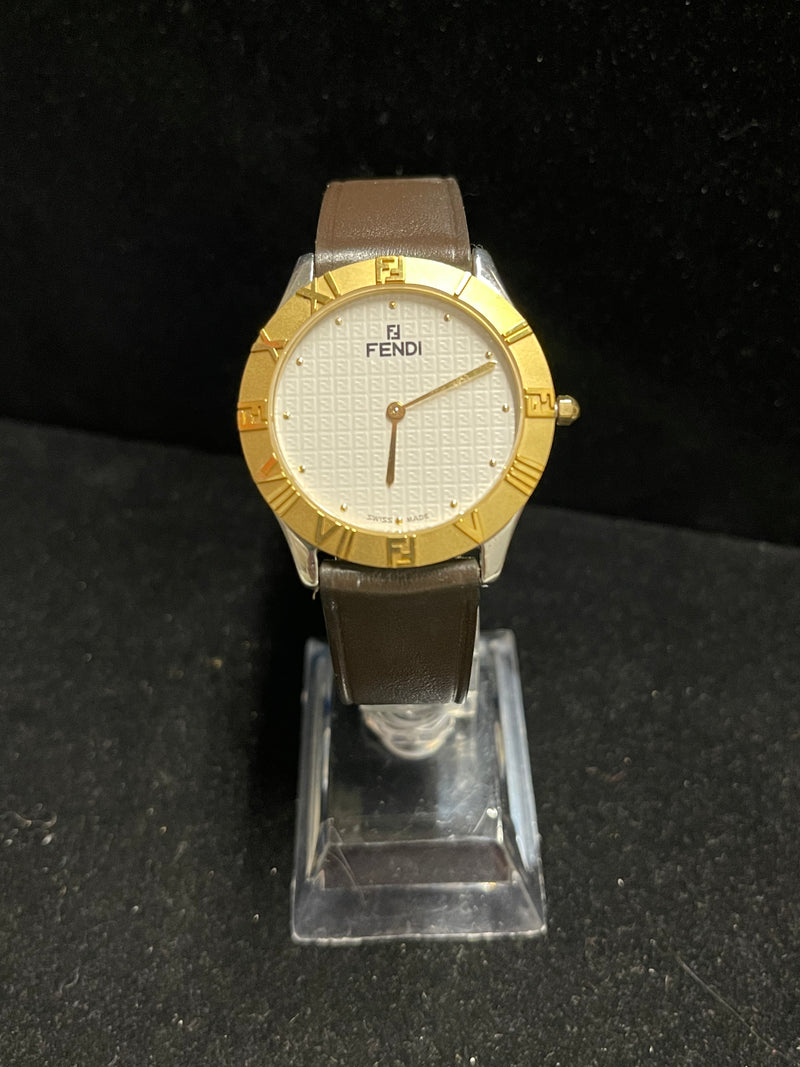 Fendi Brand New Rare Gold Tone W/ Etched Engraved Dial Watch - $3K APR w / COA! APR 57