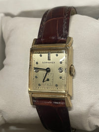 Longines Vintage 1940s Tank Watch: Solid Gold, Diamond Dial,  - $10K APR w/ COA! APR57