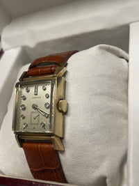 Longines Vintage 1940s Gold Tank Watch, 13 Diamonds, Crocodile- $13K APR w/ COA! APR57