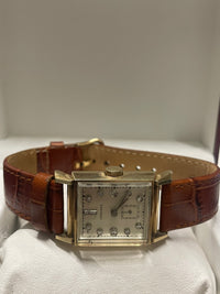 Longines Vintage 1940s Gold Tank Watch, 13 Diamonds, Crocodile- $13K APR w/ COA! APR57