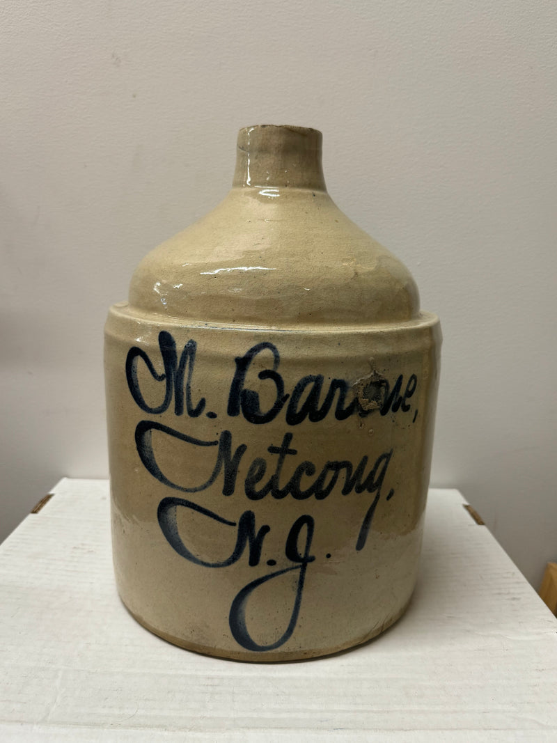 Antique Advertising Jug M. Barone, New Jersey, Sherry Lehamnn - $10K APR w/CoA! APR 57