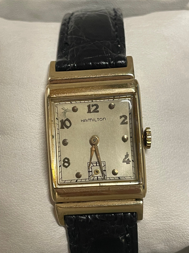 Hamilton Vintage 1940s Gold Tank Watch with Crocodile Strap - $13K APR w/ COA! APR57