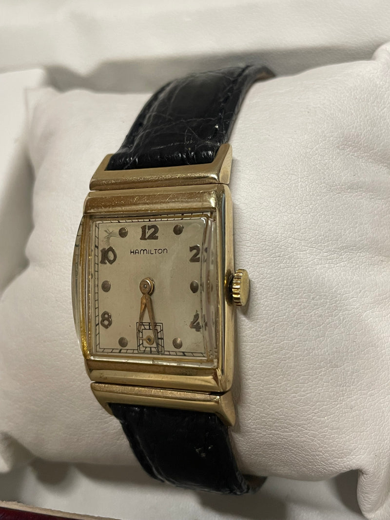 Hamilton Vintage 1940s Gold Tank Watch with Crocodile Strap - $13K APR w/ COA! APR57