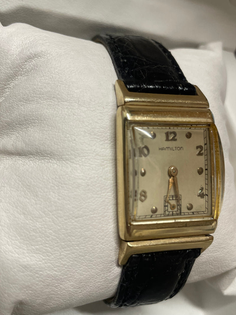 Hamilton Vintage 1940s Gold Tank Watch with Crocodile Strap - $13K APR w/ COA! APR57