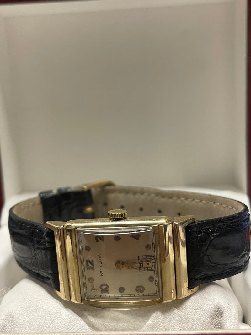 Hamilton Vintage 1940s Gold Tank Watch with Crocodile Strap - $13K APR w/ COA! APR57