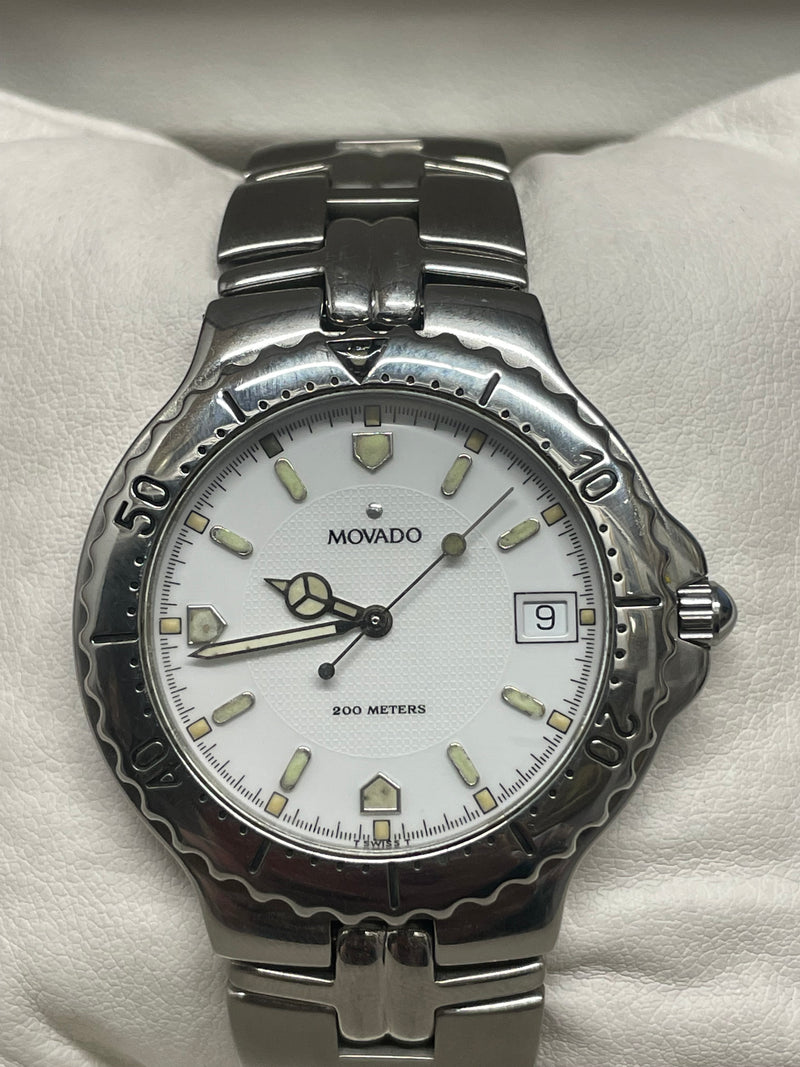 Movado White Gold Stainless Steel Watch with Luminescent Markers- $3KAPR w/ COA! APR57