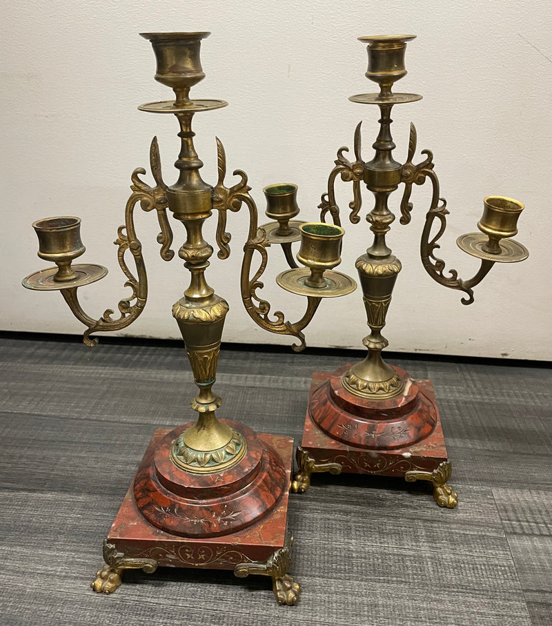 Pair of Late C. 1800’s Victorian French Style Brass Candelabra’s - $20K APR w/CoA APR57