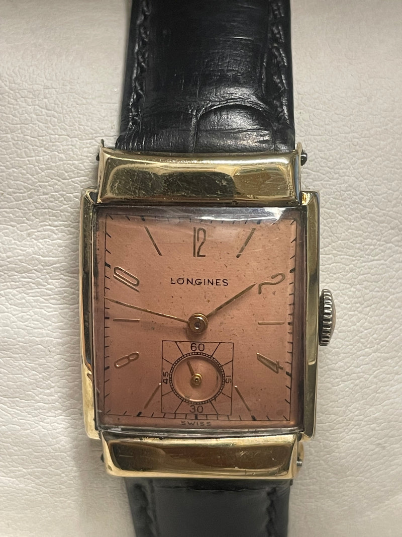 Longines Vintage 1940s 10K Gold-Filled Watch with Rose Dial- $6KAPR w/ COA! APR57