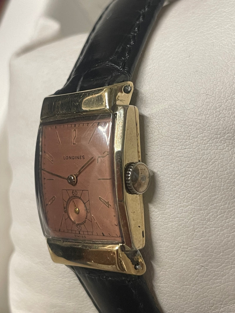 Longines Vintage 1940s 10K Gold-Filled Watch with Rose Dial- $6KAPR w/ COA! APR57