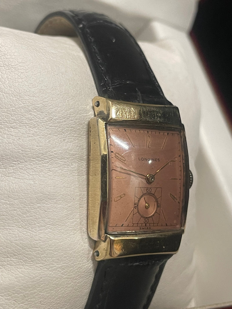 Longines Vintage 1940s 10K Gold-Filled Watch with Rose Dial- $6KAPR w/ COA! APR57