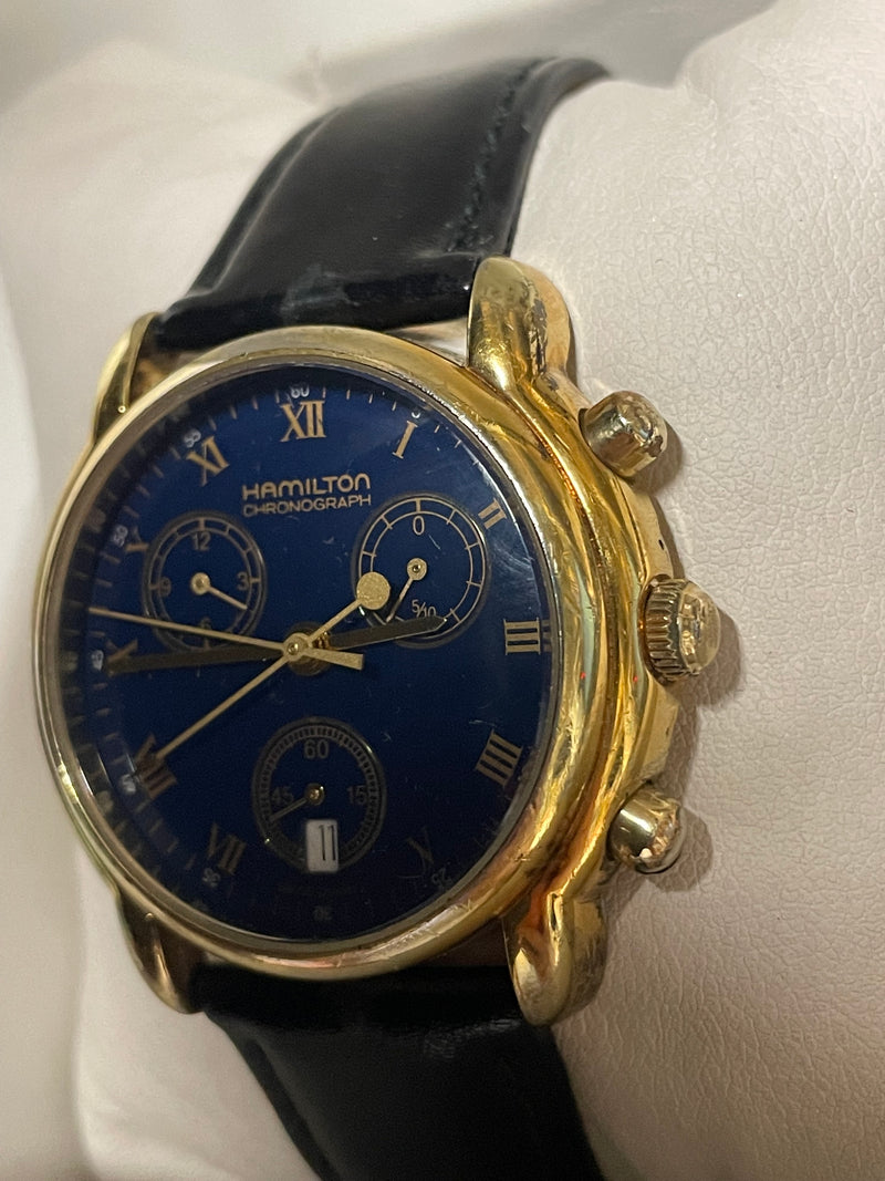 Hamilton Gold-Tone Men's Chronograph Watch with Blue Dial - $4K APR w/ COA! APR57