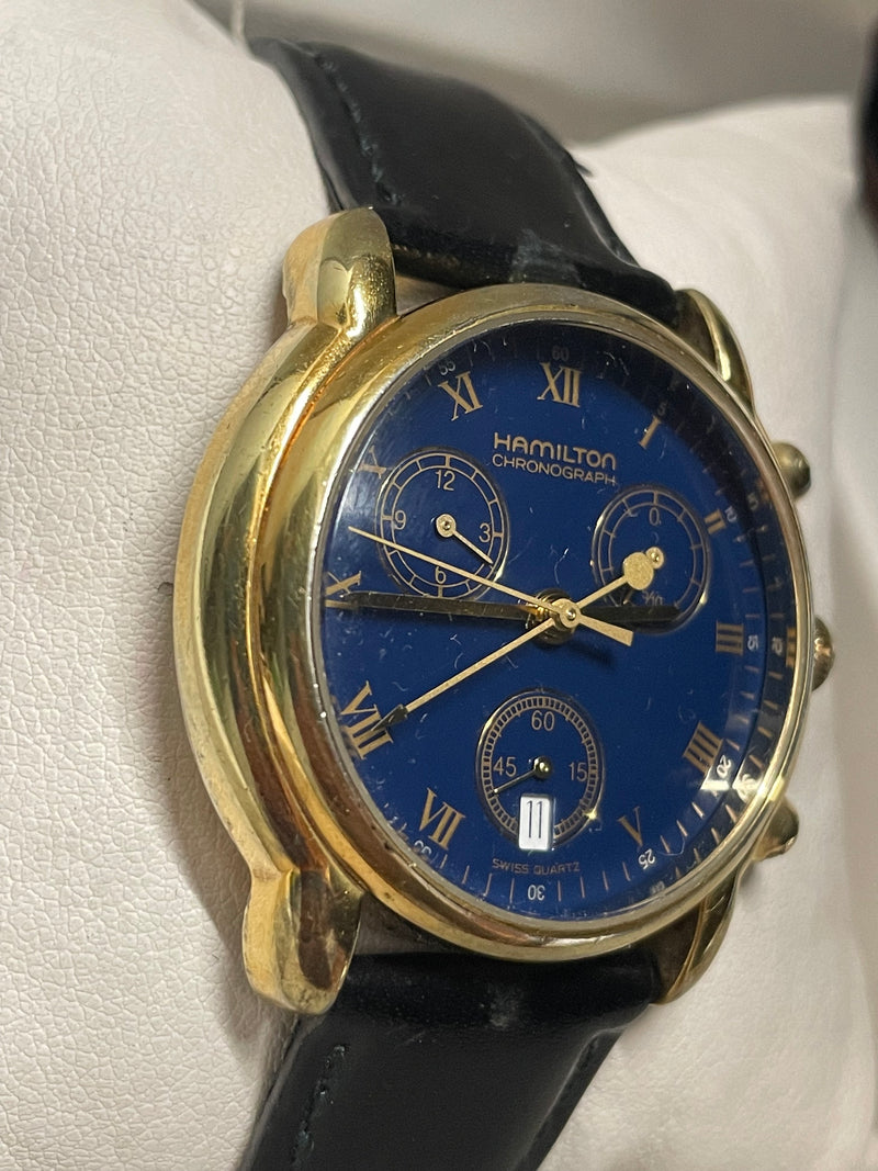 Hamilton Gold-Tone Men's Chronograph Watch with Blue Dial - $4K APR w/ COA! APR57