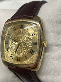 Longines Gold-Tone Cushion Watch, Hand-Engraved Dial, Perfect- $7K APR w/ COA! APR57