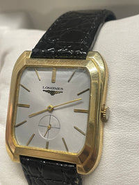 Longines Vintage 1940s Gold Watch, Silver Dial, Black Strap - $13K APR w/ COA!!! APR57