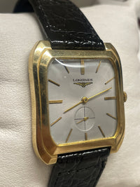 Longines Vintage 1940s Gold Watch, Silver Dial, Black Strap - $13K APR w/ COA!!! APR57