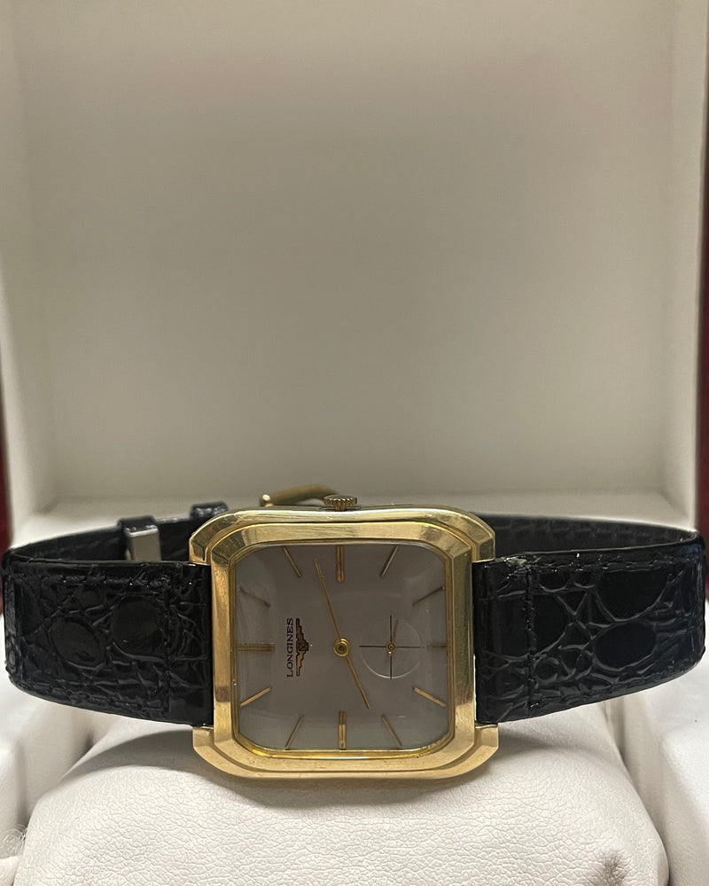 Longines Vintage 1940s Gold Watch, Silver Dial, Black Strap - $13K APR w/ COA!!! APR57