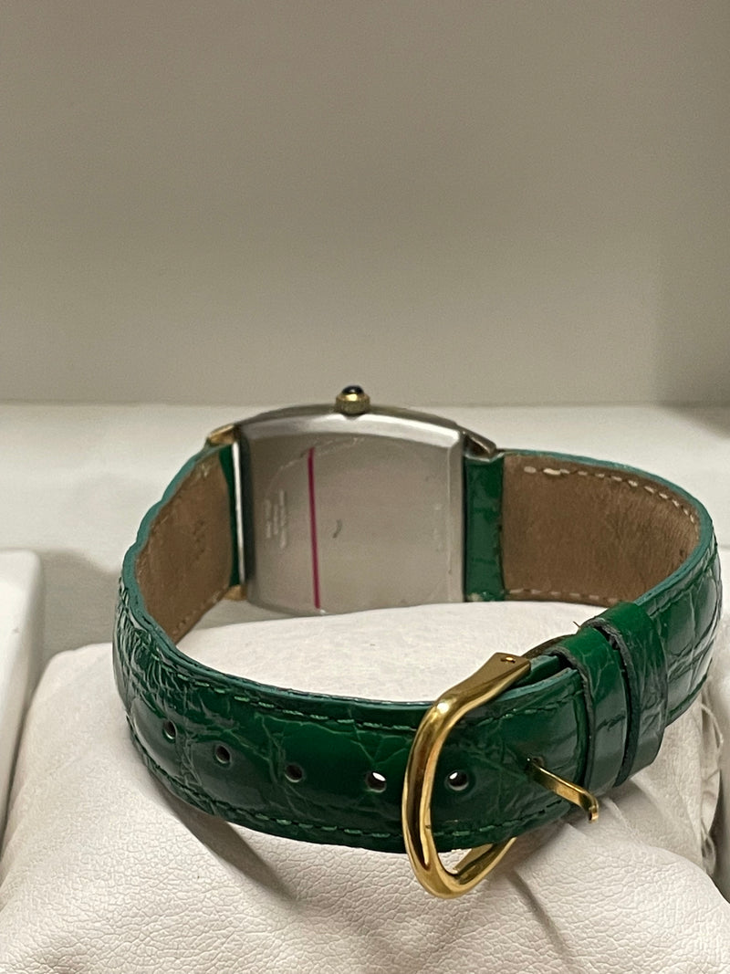 Bulova Gold Tone Unisex Watch Black Dial, Green Crocodile Strap- $6K APR w/ COA! APR57