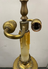 Early 1900’s Pair Of Gilt Brass Candlestick Lamps With Double Bulb - $10K APR w/CoA APR57