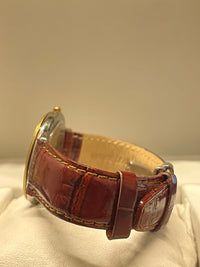 Movado Wristwatch with Gold Bezel, Blue Hands, and Brown Strap- $5K APR w/ COA! APR57