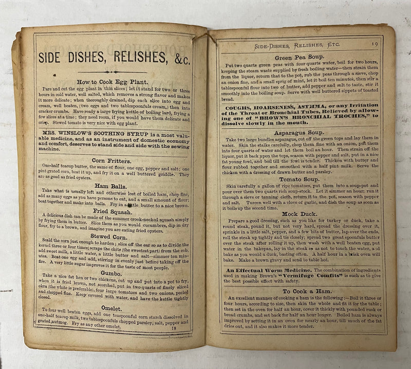 Mrs. Winslow's Domestic Receipt Book For 1872 - $1K APR w/CoA APR57