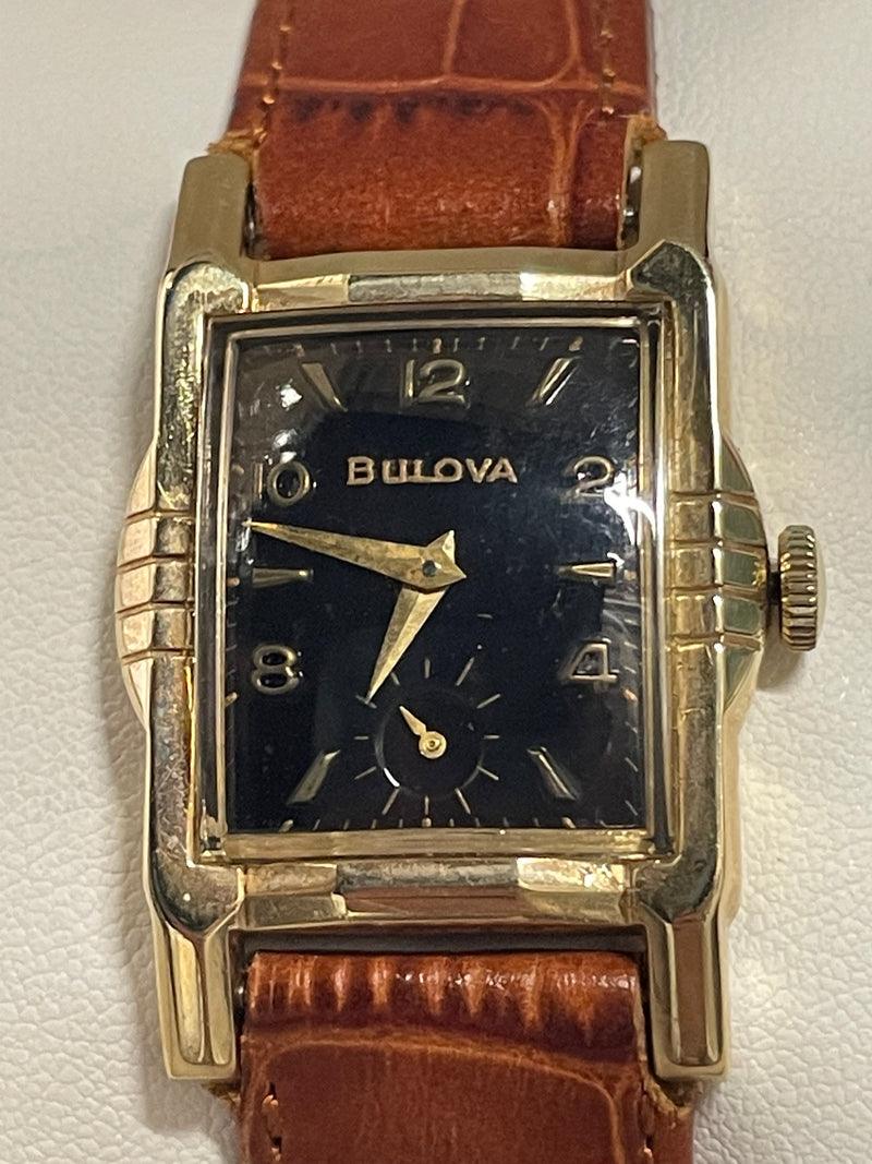 Bulova Vintage 1940s 14K Solid  Gold Watch with Black Dial  - $13K APR w/ COA!!! APR57